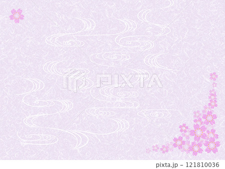 和紙と桜のイラスト背景素材 121810036