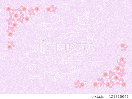 和紙と桜のイラスト背景素材 121810041
