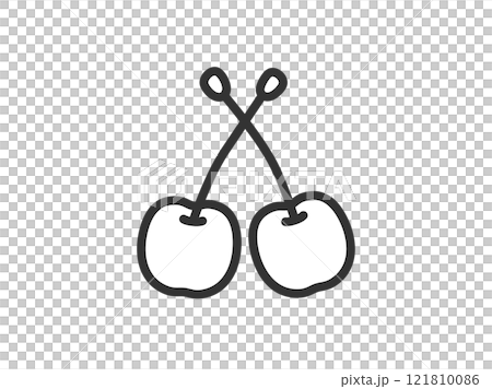 さくらんぼのアイコン（線画）のイラスト 121810086