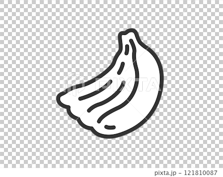 バナナの房のアイコン（線画）のイラスト 121810087