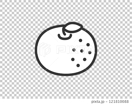 葉のついた、みかんのアイコン（線画）のイラスト 121810088