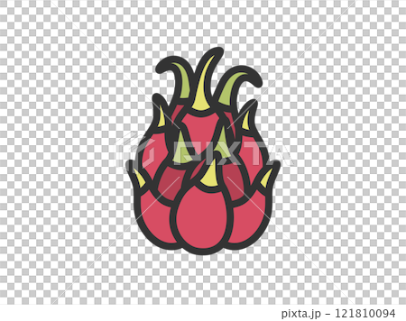 ドラゴンフルーツのアイコン（線画カラー）のイラスト 121810094
