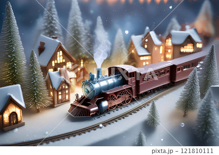 Charming Winter Scene with Model Train 121810111