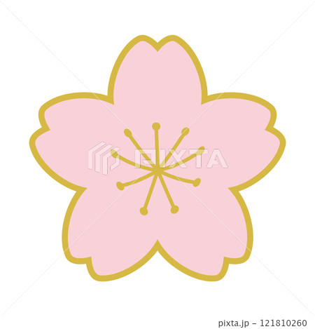 桜のイラスト　パステルカラー　金の縁取り　背景透過 121810260