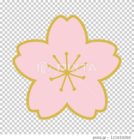 桜のイラスト　パステルカラー　金の縁取り　背景透過 121810260