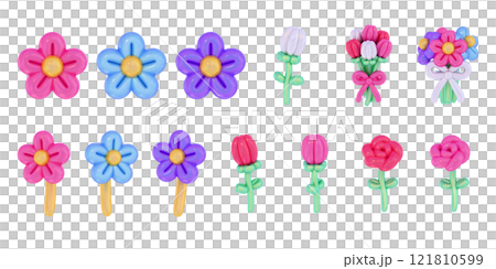 Colorful POP balloon art 3D illustration set Colorful POP balloon art 3D illustration set 121810599