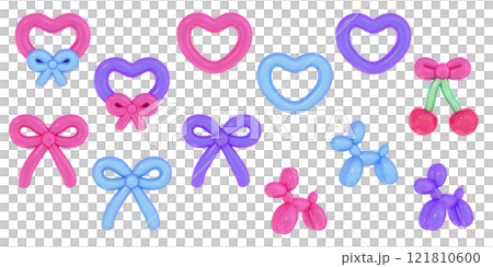 Colorful POP balloon art 3D illustration set Colorful POP balloon art 3D illustration set 121810600