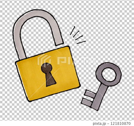 Padlock and key (unlocking) Padlock and key (unlocking) 121810870