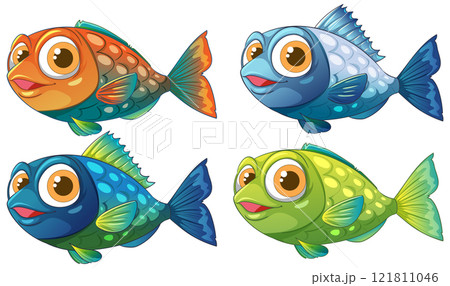 Colorful Cartoon Fish in the Ocean Colorful Cartoon Fish in the Ocean 121811046