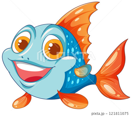 Cheerful Cartoon Fish Illustration 121811075