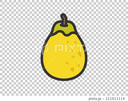 パパイヤのアイコン（線画カラー）のイラスト 121811114