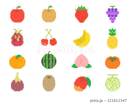 いろいろな、果物のドット絵のイラストセット 121811347
