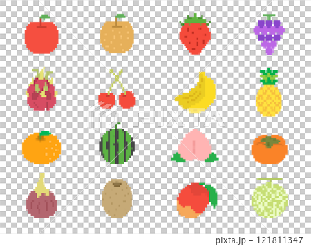 いろいろな、果物のドット絵のイラストセット 121811347