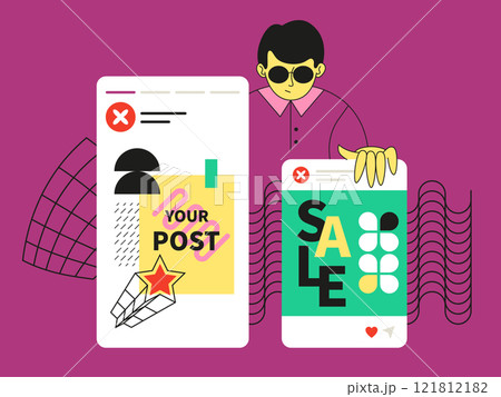 Information about sales and discounts - social media screens templates illustration Information about sales and discounts - social media screens templates illustration 121812182