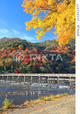 【京都府】快晴の嵐山 渡月橋の紅葉 【京都府】快晴の嵐山 渡月橋の紅葉 121812377
