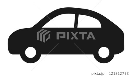 シンプルな白黒の車のシルエットアイコン シンプルな白黒の車のシルエットアイコン 121812758