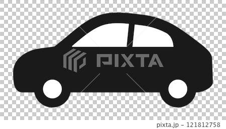 シンプルな白黒の車のシルエットアイコン シンプルな白黒の車のシルエットアイコン 121812758