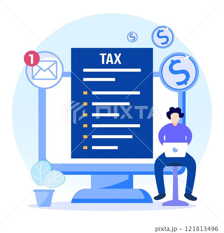 Illustration vector graphic cartoon character of tax 121813496