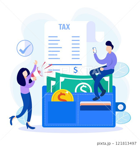 Illustration vector graphic cartoon character of tax 121813497