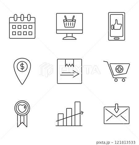 Collection of shopping and e-commerce icons 121813533