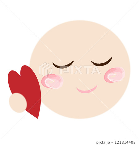 ハートに寄り添う人　手書き風のクリップアート　背景透過　png 121814408