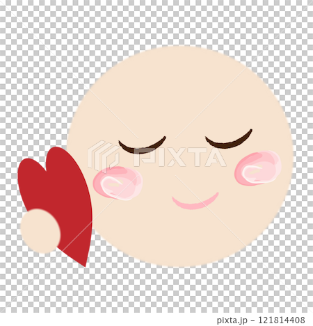 ハートに寄り添う人　手書き風のクリップアート　背景透過　png 121814408