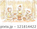 縄文時代　暮らし　縄文人　家族　笑顔　エコ　自然　平和　調理　住居 121814422
