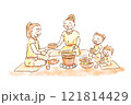 縄文時代　暮らし　縄文人　家族　笑顔　エコ　自然　平和　調理 121814429