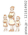 縄文時代　暮らし　縄文人　家族　笑顔　エコ　自然　平和　木の実　食べもの　子ども 121814902
