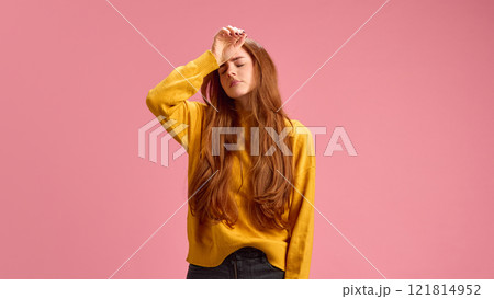 on pink studio background on pink studio background 121814952