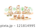縄文時代　暮らし　縄文人　土器　土器作り　家族　笑顔　エコ　自然　平和　親子 121814995