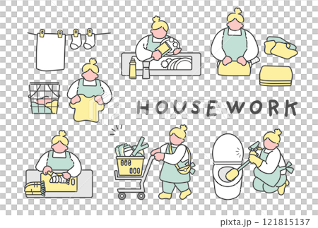 家事をする女性イラスト　セット 121815137