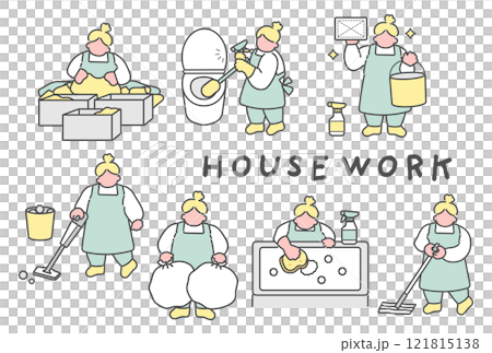 家事をする女性イラスト　セット 121815138