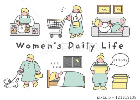 女性の日常イラスト　セット 121815139
