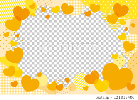 かわいいハートとパターンのフレームカード/黄色 121815406