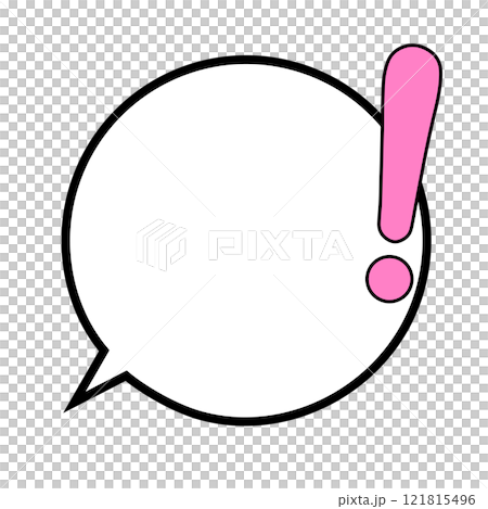 帶有實心粉紅色感嘆號的圓形氣泡 121815496