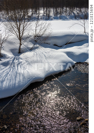 早春の雪どけの小川 早春の雪どけの小川 121815694