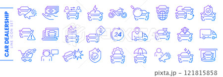 Auto sale dealership thin line icon set, automotive industry linear symbols 121815858