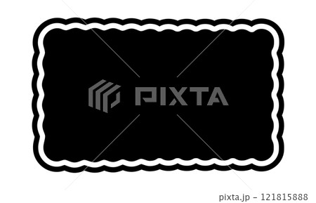Rectangle shape with wavy edges. Rectangular form with curvy borders. Empty text box, banner, tag or label isolated on white background. Vector graphic illustration 121815888