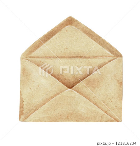 Craft retro open envelope for letters watercolor illustration. For sending love letters, correspondence, Valentine's Day, invitations to holidays, vintage-style decorations. Craft retro open envelope for letters watercolor illustration. For sending love letters, correspondence, Valentine's Day, invitations to holidays, vintage-style decorations. 121816234