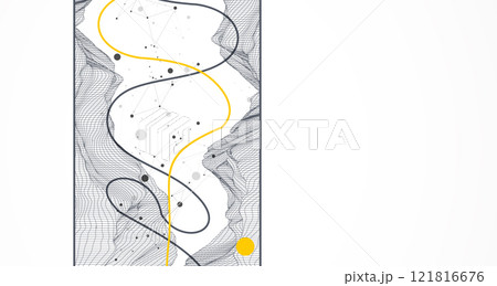 Trendy abstract wireframe background. Modern science or technology art elements. Surface illustration. 121816676