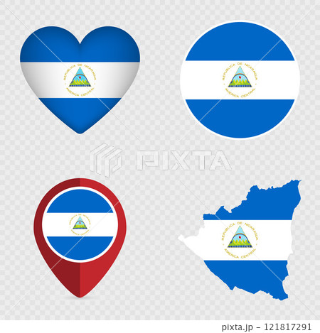 Nicaragua Flag Icons Pack. Vector illustration. 121817291