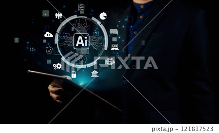 Human interact with AI artificial intelligence brain process generative AI UUID Human interact with AI artificial intelligence brain process generative AI UUID 121817523