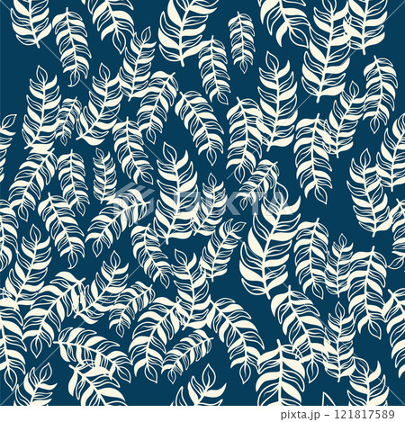 Vintage Decorative seamless pattern in classic style with small flowers, ditsy. Light silhouettes of flowers, two-color ornament shabby chic. 121817589