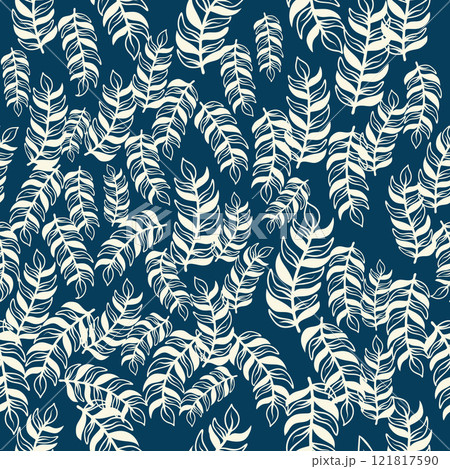 Vintage Decorative seamless pattern in classic style with small flowers, ditsy. Light silhouettes of flowers, two-color ornament shabby chic. 121817590