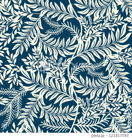 Vintage Decorative seamless pattern in classic style with small flowers, ditsy. Light silhouettes of flowers, two-color ornament shabby chic. Vintage Decorative seamless pattern in classic style with small flowers, ditsy. Light silhouettes of flowers, two-color ornament shabby chic. 121817593