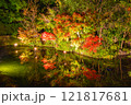 水面に映る紅葉 121817681