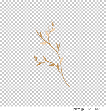 The twig is dry, with a golden texture, autumnal. Hand drawn watercolor illustration. Isolated on a white background. Part of a tree. For cards, backgrounds, decorations, scrapbooking, fabric printing The twig is dry, with a golden texture, autumnal. Hand drawn watercolor illustration. Isolated on a white background. Part of a tree. For cards, backgrounds, decorations, scrapbooking, fabric printing 121818735