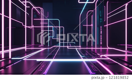 Futuristic Abstract Background with Glowing Elements 121819852