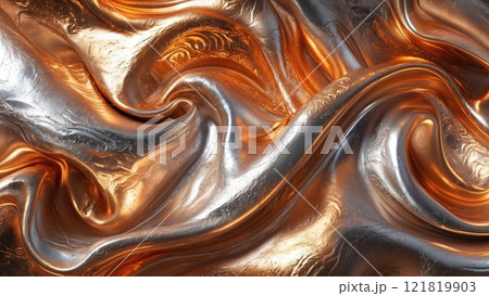 Vibrant Swirls of Silver and Copper Abstract Design 121819903